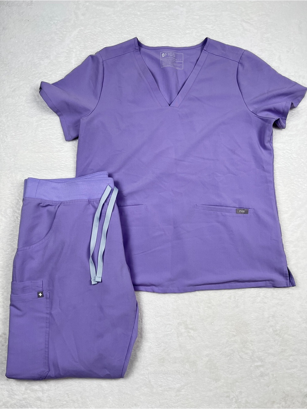 Figs Set Lavender Dew Casma Scrub Top Kade Cargo Pants L